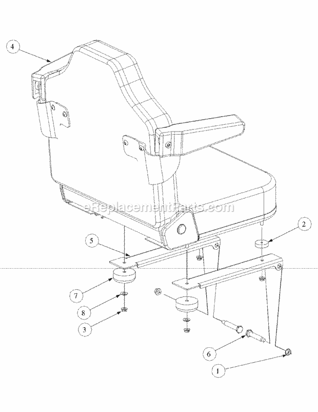 Seat Assembly Diagram and Parts List for M54-KW 53CB5DBW750-23HP-OHV Cub Cadet Lawn Tractor